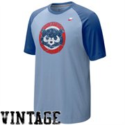 Nike Chicago Cubs Light Blue-Royal Blue Dugout Logo Vintage Raglan Tri-Blend T-shirt