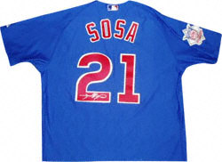 Sammy Sosa Chicago Cubs Autographed Majestic Athletic Authentic Blue Jersey