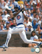 Andre Dawson Autographed Cubs Batting Action 8x10