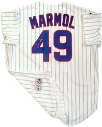 Carlos Marmol Chicago Cubs Autographed White Pinstripe Majestic Replica Jersey