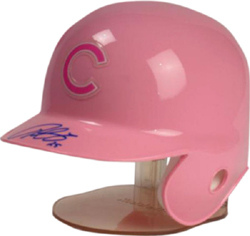 Derrek Lee Chicago Cubs Autographed Riddell Pink Mini Helmet