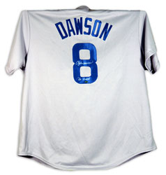 Andre Dawson Chicago Cubs Autographed Jersey with The Hawk Inscription