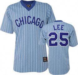 Derrek Lee Chicago Cubs Light Blue Pinstripe Cooperstown Replica Jersey