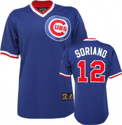 Alfonso Soriano Chicago Cubs Blue Pinstripe Cooperstown Replica Jersey