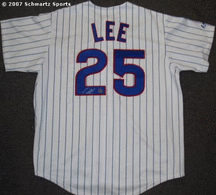 Derrek Lee Autographed Chicago Cubs Majestic Athletic Replica Home Jersey