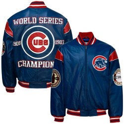 Chicago Cubs Royal Blue Leather World Series Champions Commemorative Jacket