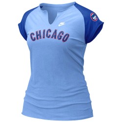 Nike Chicago Cubs Ladies Light Blue Cooperstown Raglan Tissue T-shirt