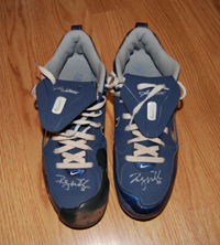 Randy Wells Game Used Spikes acquired via Randy Wells in person at our CBB private autograph signing on 9/29/09